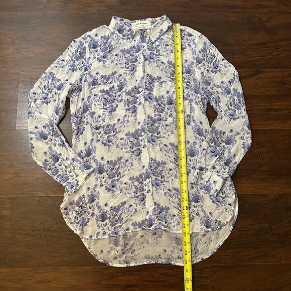 Cloth & Stone Anthropologie white & purple floral button down top size S - Picture 10 of 12